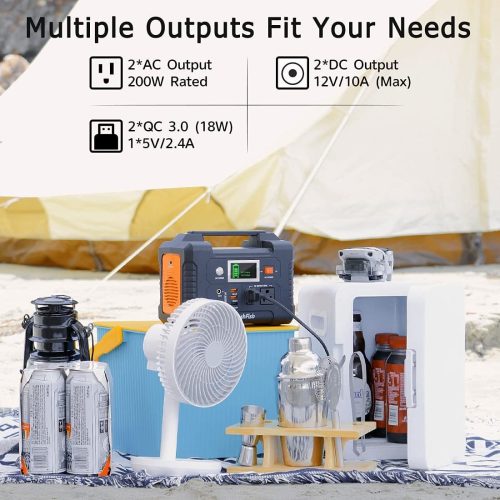 200W Portable Power Station – 151Wh Compact Backup Generator with AC/DC/USB Outputs for Camping & Travel