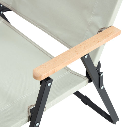 2-Piece Folding Outdoor Chair Set – Beige Oxford Fabric Chairs for Camping, Beach, Picnic, BBQ, and Patio