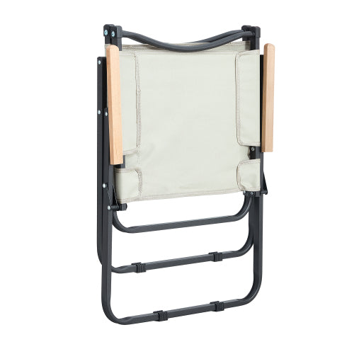 2-Piece Folding Outdoor Chair Set – Beige Oxford Fabric Chairs for Camping, Beach, Picnic, BBQ, and Patio