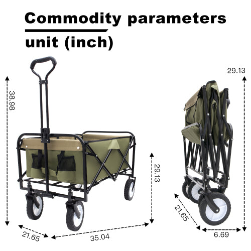 Collapsible Foldable Wagon Cart – Heavy Duty Utility Cart with 360-Degree All-Terrain Wheels for Camping, Shopping, and Outdoor Adventures