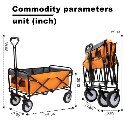 Collapsible Foldable Wagon Cart – Heavy Duty Utility Cart with 360-Degree All-Terrain Wheels for Camping, Shopping, and Outdoor Adventures