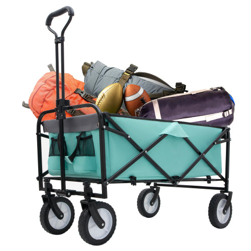 Collapsible Foldable Wagon Cart – Heavy Duty Utility Cart with 360-Degree All-Terrain Wheels for Camping, Shopping, and Outdoor Adventures