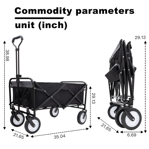 Collapsible Foldable Wagon Cart – Heavy Duty Utility Cart with 360-Degree All-Terrain Wheels for Camping, Shopping, and Outdoor Adventures