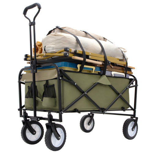 Collapsible Foldable Wagon Cart – Heavy Duty Utility Cart with 360-Degree All-Terrain Wheels for Camping, Shopping, and Outdoor Adventures