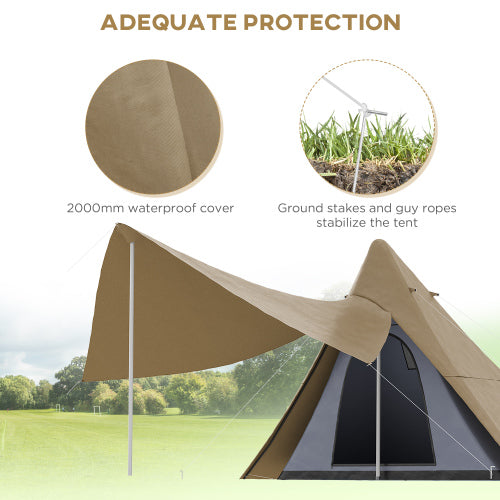 15.4ft Teepee Tent – Waterproof 2–3 Person Camping Tent with Porch, Floor & Carry Bag for Backpacking & Hiking