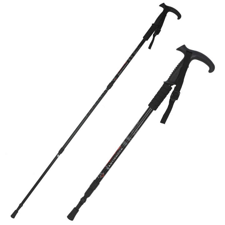 3-Section Anti-Shock Trekking Pole – Foldable T-Shaped Hiking Stick with EVA Grip and Aluminum Shaft