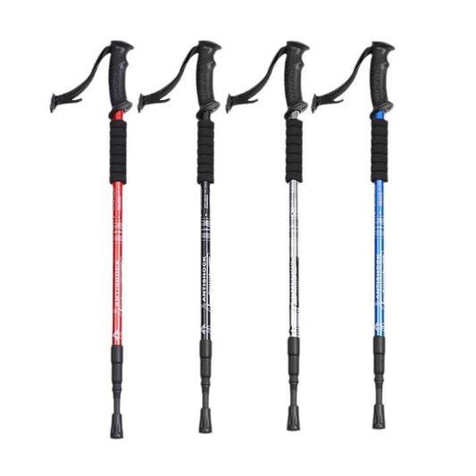 3-Section Anti-Shock Trekking Pole – Foldable T-Shaped Hiking Stick with EVA Grip and Aluminum Shaft