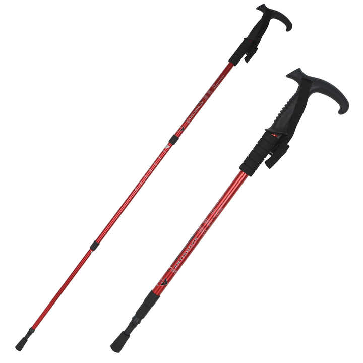 3-Section Anti-Shock Trekking Pole – Foldable T-Shaped Hiking Stick with EVA Grip and Aluminum Shaft