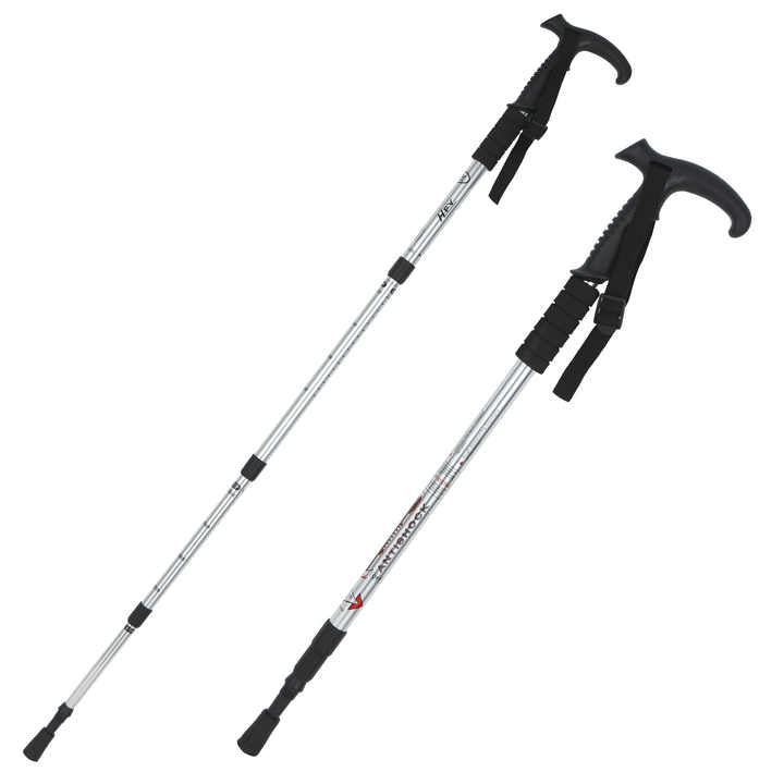 3-Section Anti-Shock Trekking Pole – Foldable T-Shaped Hiking Stick with EVA Grip and Aluminum Shaft
