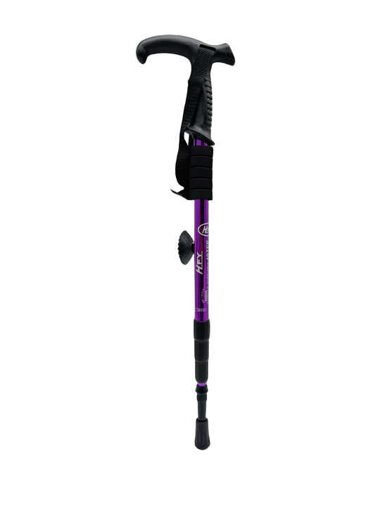 3-Section Anti-Shock Trekking Pole – Foldable T-Shaped Hiking Stick with EVA Grip and Aluminum Shaft